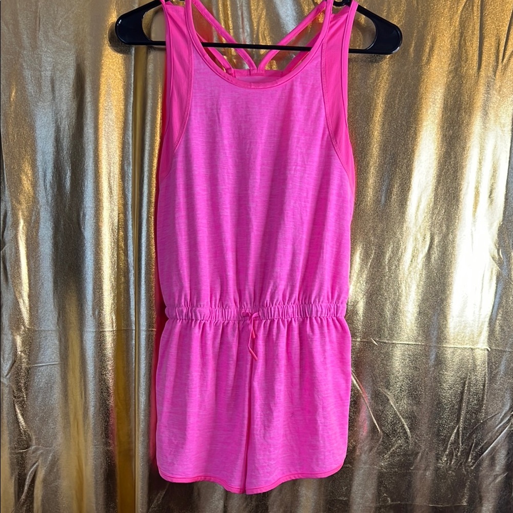 Athletic Works Pink romper with Elastic Waist and Lightweight Fabric